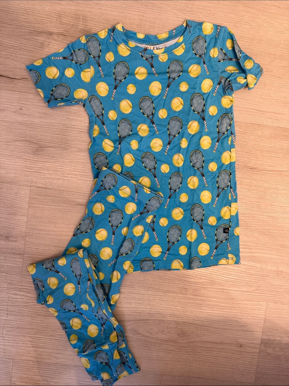 Kids Tennis Racket Pajama Set - Blue & Yellow